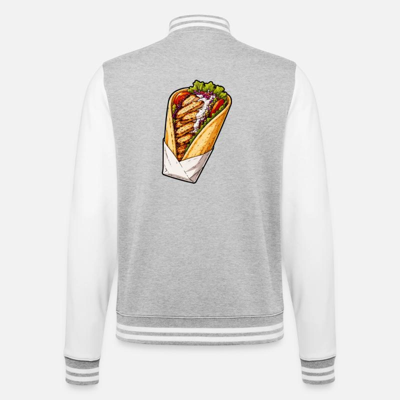 Chicken Wrap Illustration - College Sweat Jacket - heather grey/white