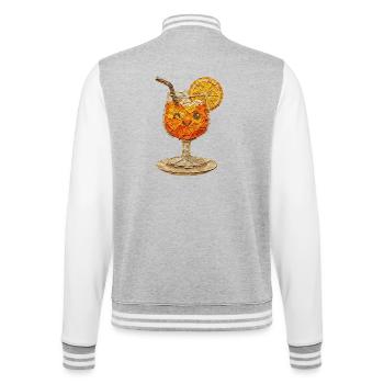 Paper Drink: Orange Face - College Sweat Jacket - heather grey/white - Back - Marisol (170cm)