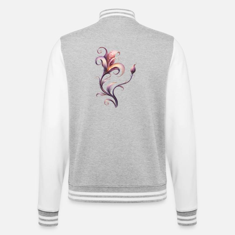 Fantasy Flower Elegant Ornament - College Sweat Jacket - heather grey/white