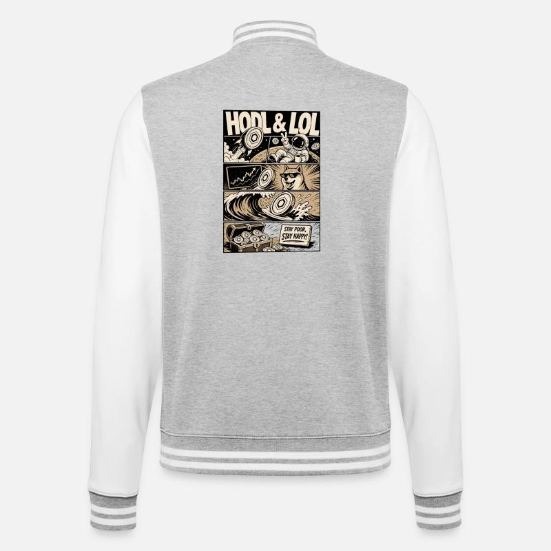 HODL LOL Crypto Meme Comic - Veste Teddy - gris chiné / blanc