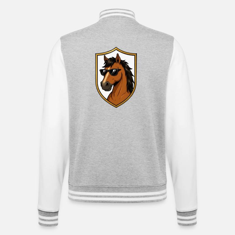 Stallion with Sunglasses Shield - College Sweat Jacket - heather grey/white