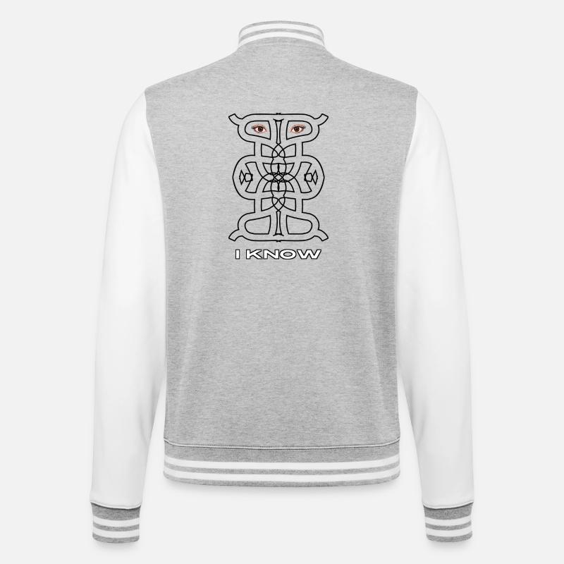 I Know - Abstract Symbolic Observer - College Sweat Jacket - heather grey/white