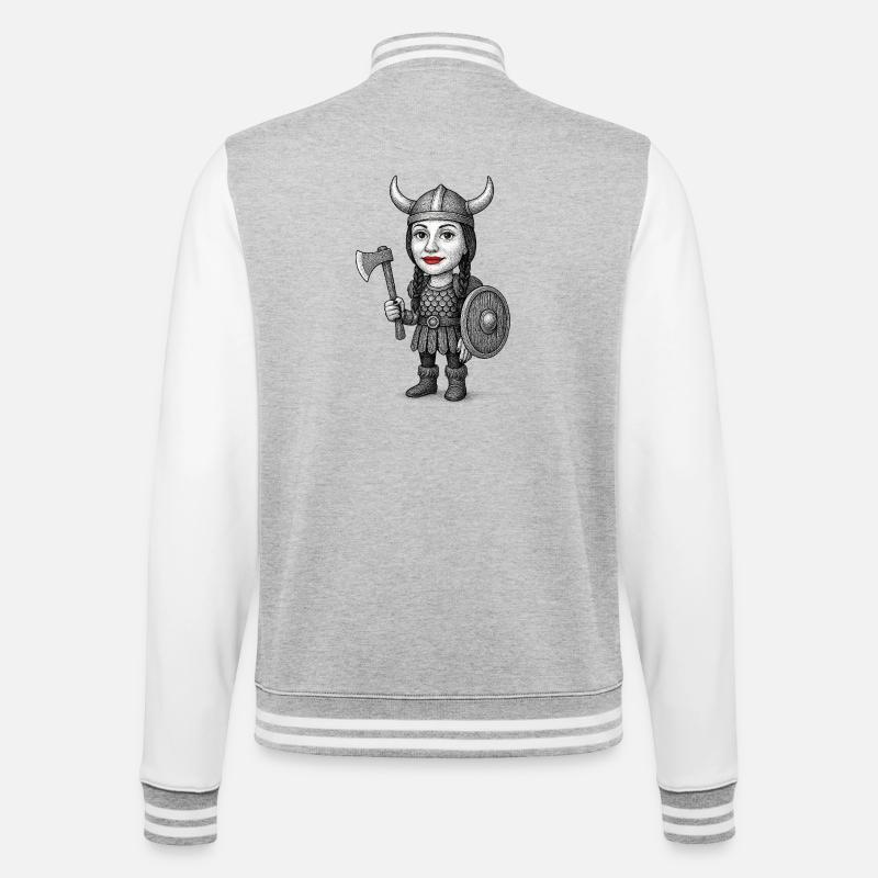 Viking Red Lips Warrior - College Sweat Jacket - heather grey/white
