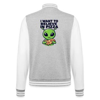 I Want To Believe In Pizza Alien - College Sweat Jacket - heather grey/white - Back - Marisol (170cm)