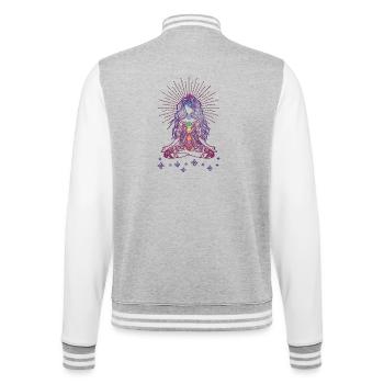 Boho Yoga Style Fille Happy Mind Happy Life - Veste Teddy - gris chiné / blanc - Dos - Marisol (170cm)