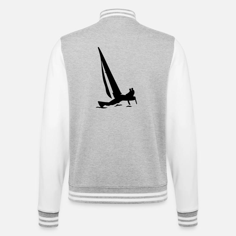 Katamaran - College-Sweatjacke - Grau meliert/Weiß