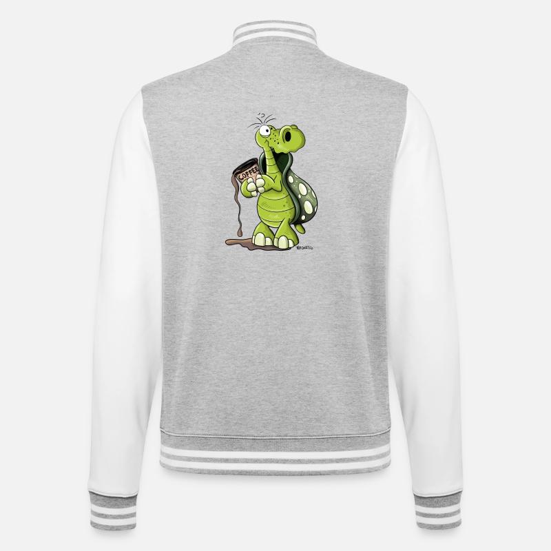 Turtle needs coffee - College Sweat Jacket - heather grey/white
