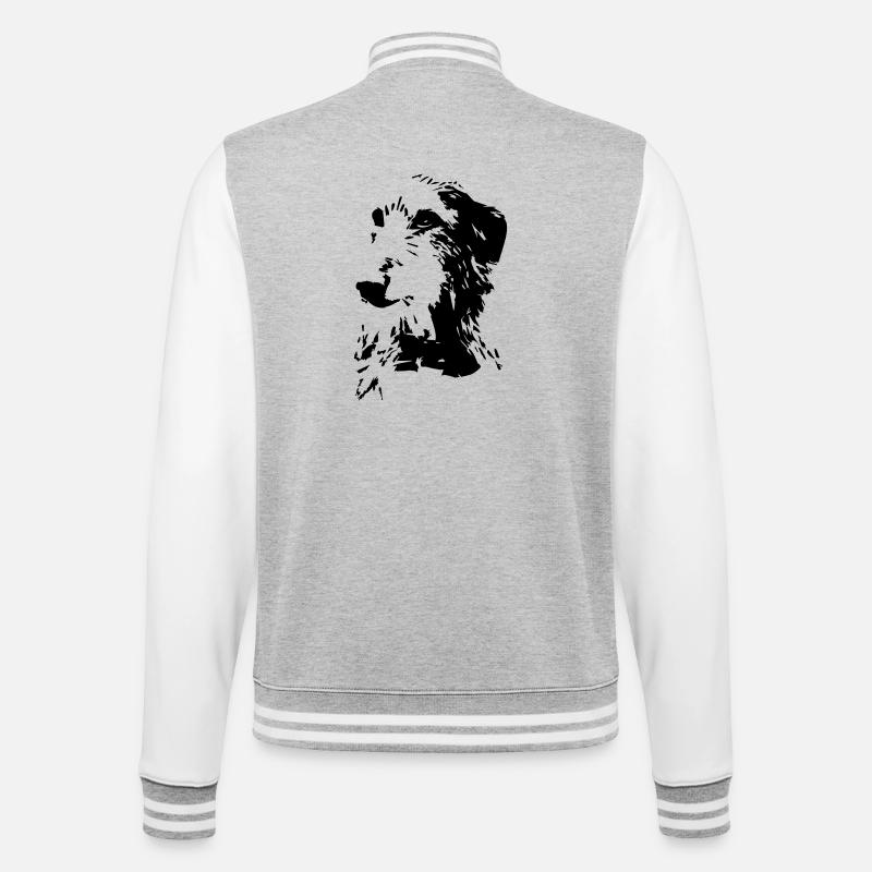 Scottish Deerhound Kopf - College-Sweatjacke - Grau meliert/Weiß