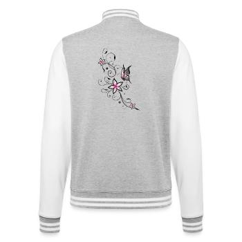 Vrille de filigrane avec papillon et fleurs. - Veste Teddy - gris chiné / blanc - Dos - Marisol (170cm)