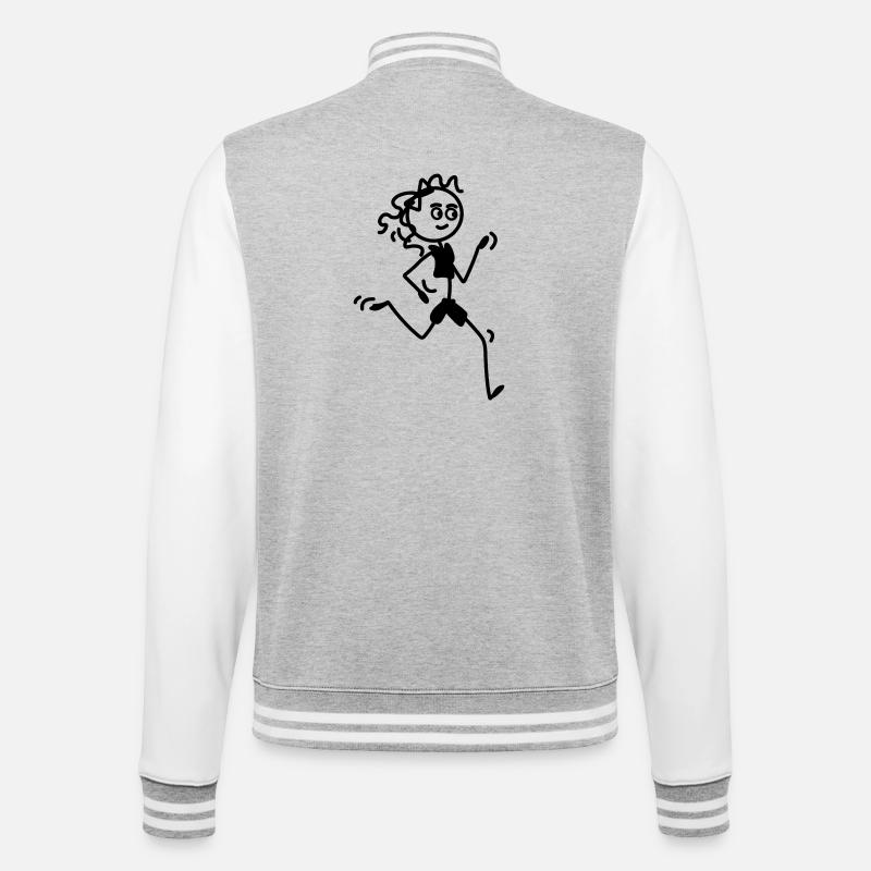 Läuferin Mädchen oder Frau - College-Sweatjacke - Grau meliert/Weiß