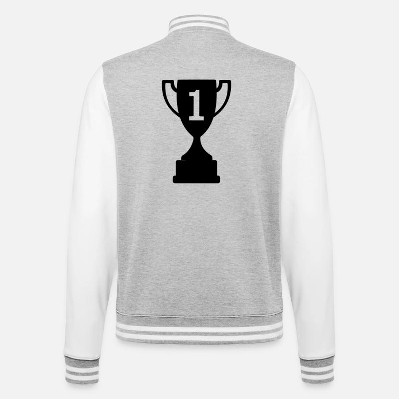 Pokalsport Nummer 1 - College-Sweatjacke - Grau meliert/Weiß