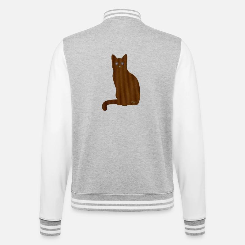 Katze Meow - College-Sweatjacke - Grau meliert/Weiß