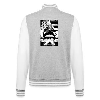 Hemp Woman Glasses American Flag - College Sweat Jacket - heather grey/white - Back - Marisol (170cm)