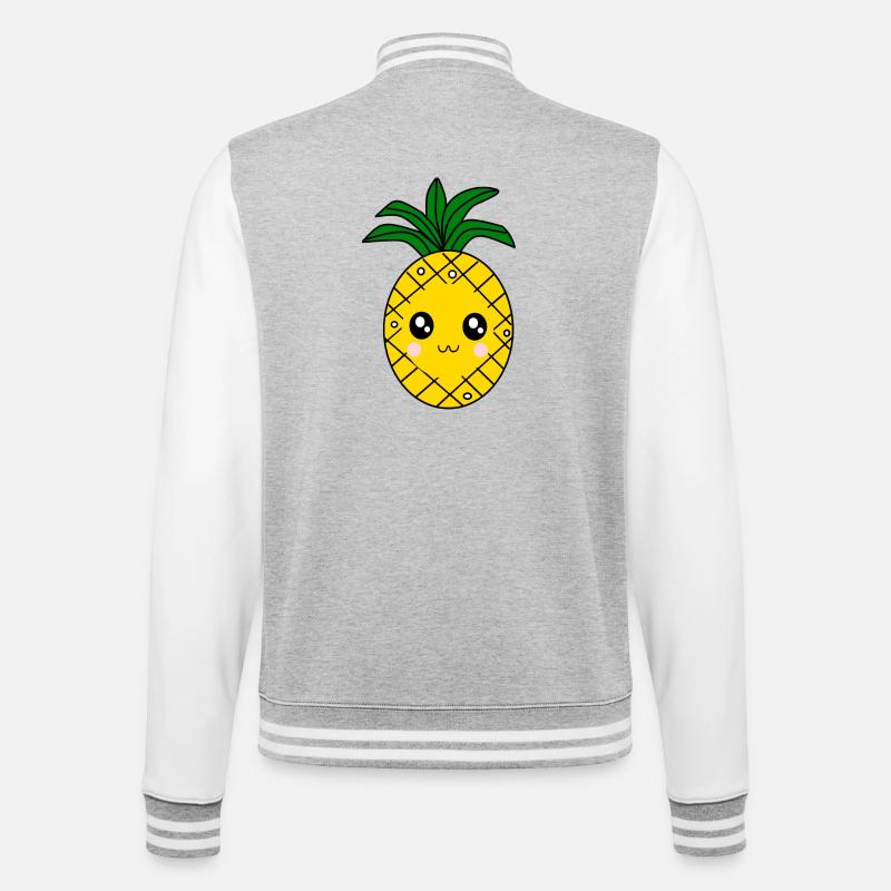 Fasching, Karneval, Kostüm, Ananas - College-Sweatjacke - Grau meliert/Weiß