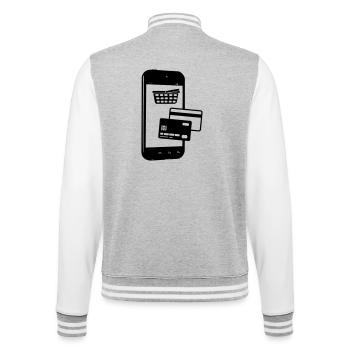 Téléphone avec panier et carte de crédit - Veste Teddy - gris chiné / blanc - Dos - Marisol (170cm)
