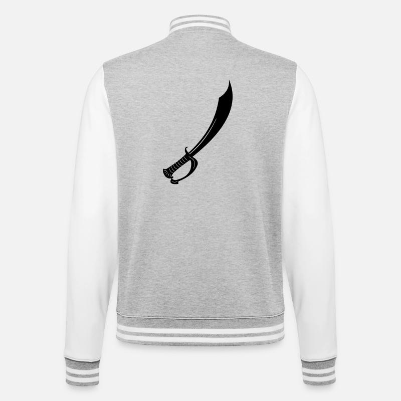 Schwert - College-Sweatjacke - Grau meliert/Weiß