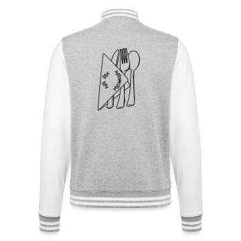 Besteck in luxuriöser Serviette - College-Sweatjacke - Grau meliert/Weiß - Hinten - Marisol (170cm)