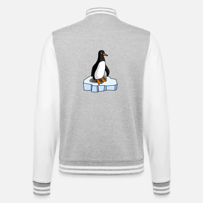 Süsser Pinguin - College-Sweatjacke - Grau meliert/Weiß