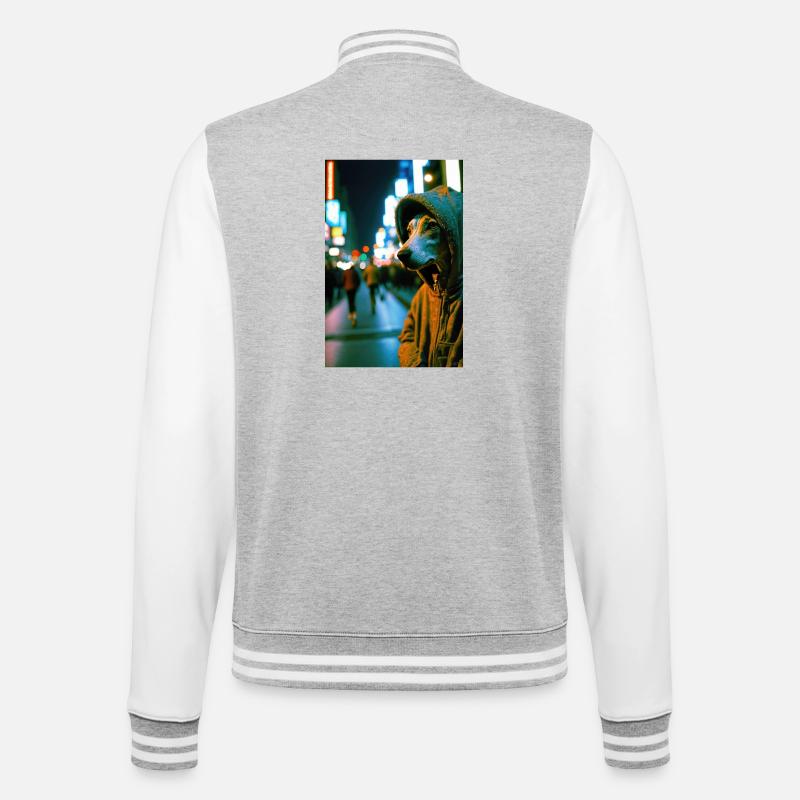 Cyrano auf der Straße 01 - College-Sweatjacke - Grau meliert/Weiß