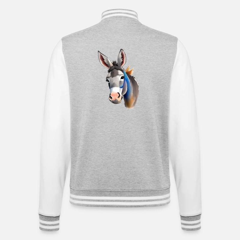 süßer Esel - College-Sweatjacke - Grau meliert/Weiß