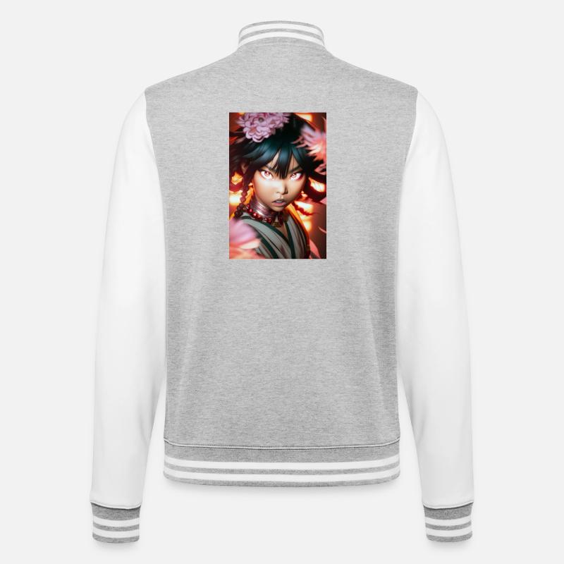 Chika - College-Sweatjacke - Grau meliert/Weiß
