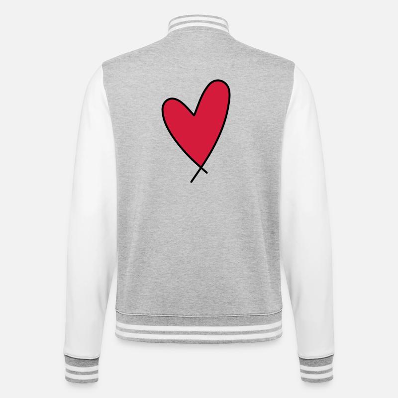 Herz - College-Sweatjacke - Grau meliert/Weiß