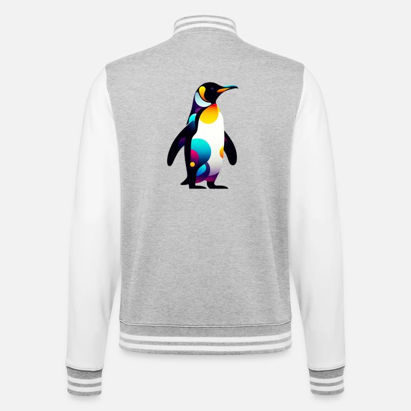 Pinguin - College-Sweatjacke - Grau meliert/Weiß