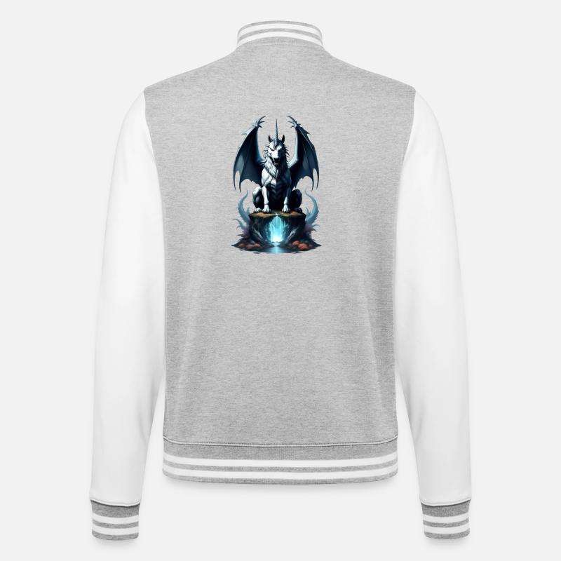DarkUnicorn - College Sweat Jacket - heather grey/white
