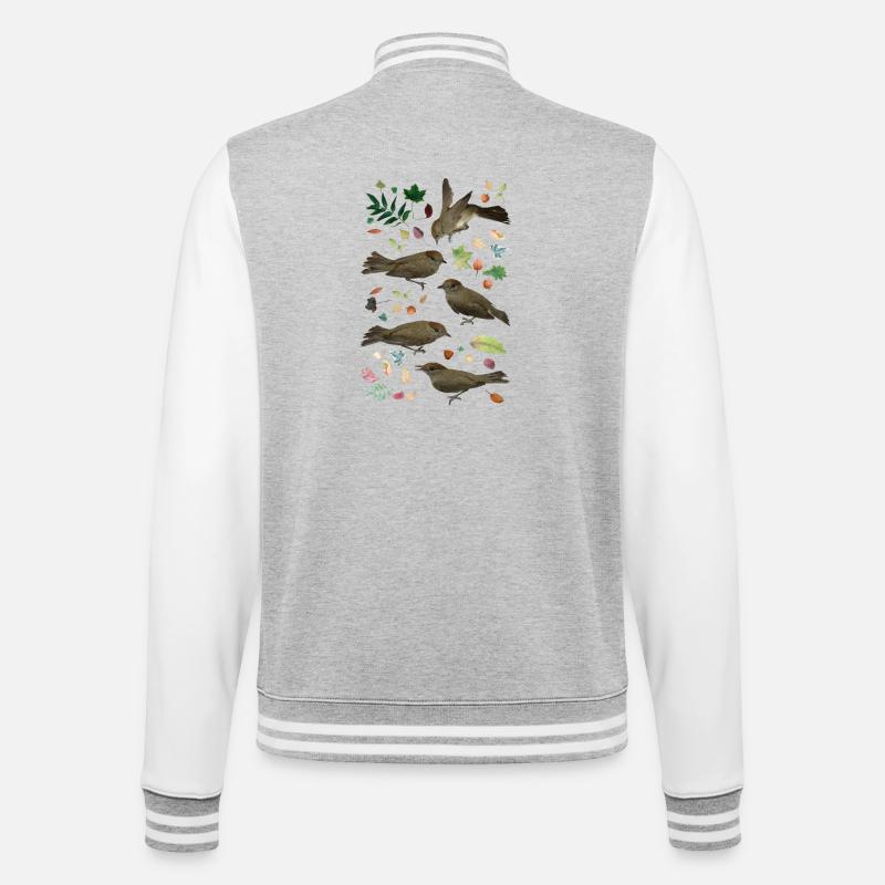Blackcap with autumn leaves - College Sweat Jacket - heather grey/white