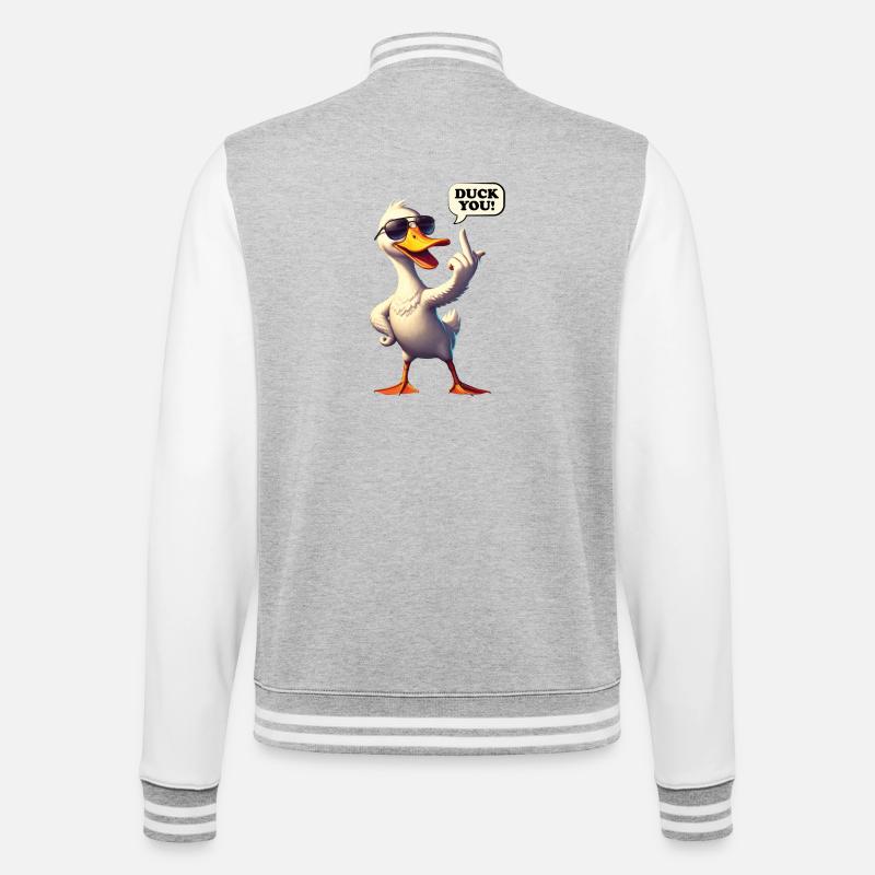 Funny Comic "DuckYou" Duck - College Sweat Jacket - heather grey/white