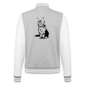 Maine Coon Katze - College-Sweatjacke - Grau meliert/Weiß - Hinten - Marisol (170cm)