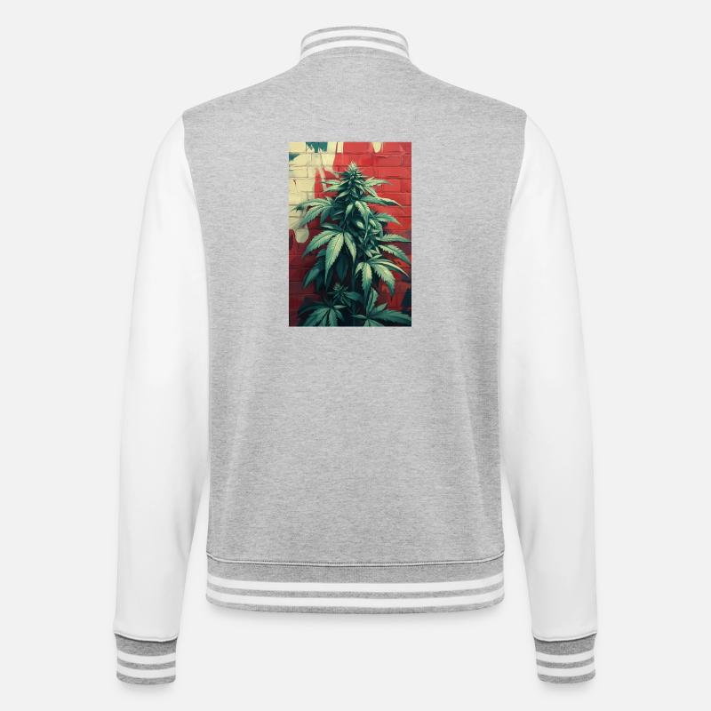 Graffiti de cannabis Mur Vert - Veste Teddy - gris chiné / blanc