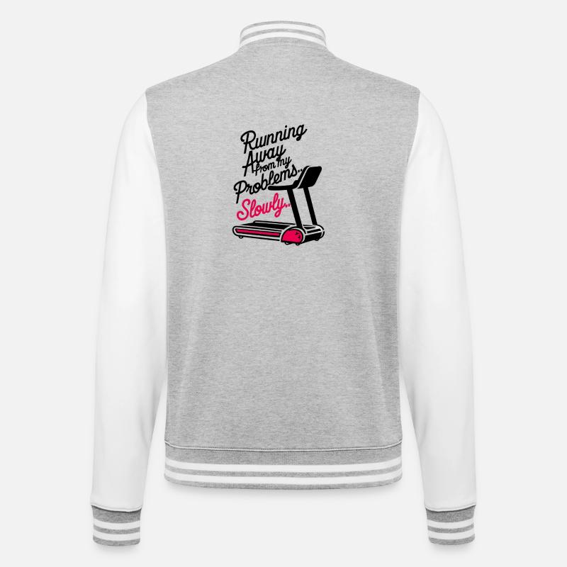 Running from Problems - Slowly - College Sweat Jacket - heather grey/white