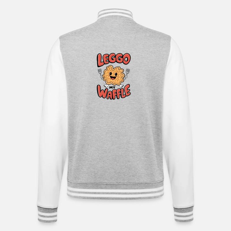 Leggo My Waffle - College-Sweatjacke - Grau meliert/Weiß