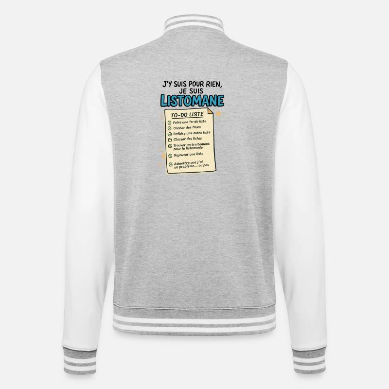 Ich bin ein Listomane - College-Sweatjacke - Grau meliert/Weiß