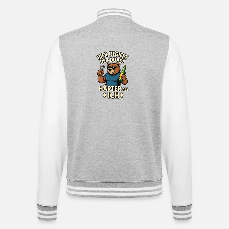Durstbär - Härter als ich - College-Sweatjacke - Grau meliert/Weiß