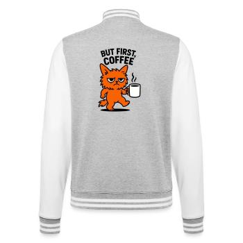 But first coffee cat - College Sweat Jacket - heather grey/white - Back - Marisol (170cm)