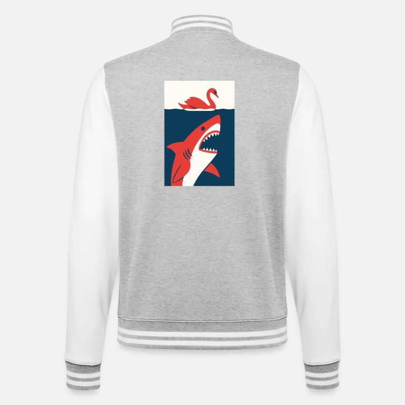 Schwan trifft Hai #2 - College-Sweatjacke - Grau meliert/Weiß