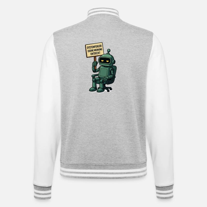 Systemfehler entdeckt – Denk selbst! Roboter - College-Sweatjacke - Grau meliert/Weiß