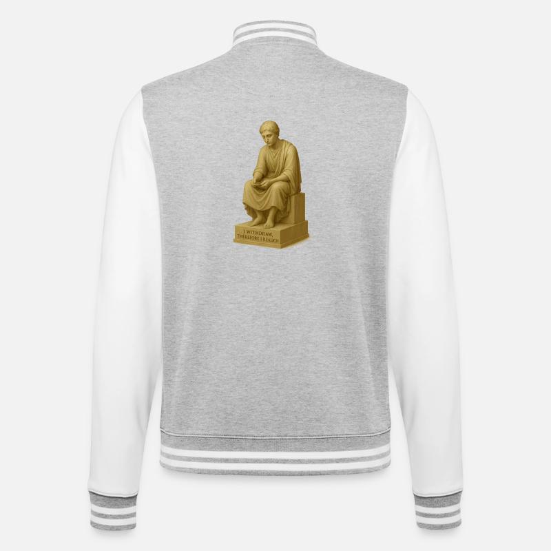 Sculpture de penseur réfléchi - Veste Teddy - gris chiné / blanc