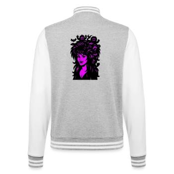 Dame vampire avec des super-cheveux ! - Veste Teddy - gris chiné / blanc - Dos - Marisol (170cm)