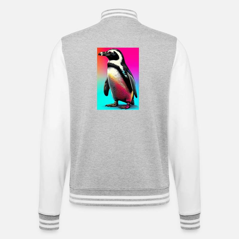 Pinguin - College-Sweatjacke - Grau meliert/Weiß