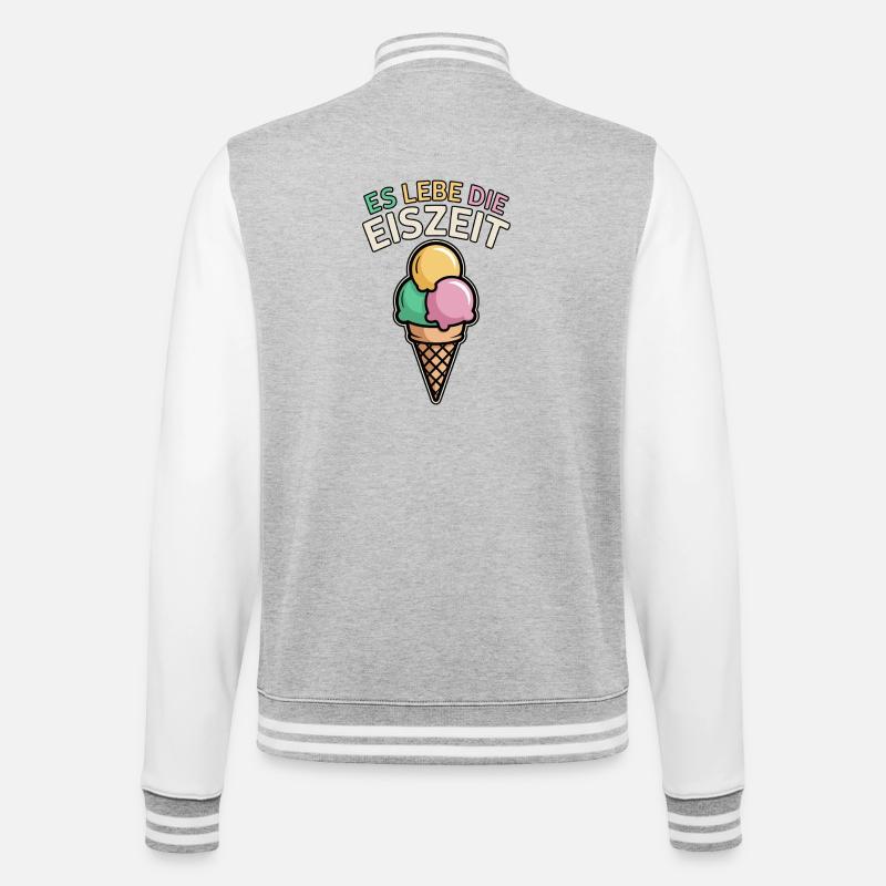 Es lebe die Eiszeit - eiscreme - College-Sweatjacke - Grau meliert/Weiß
