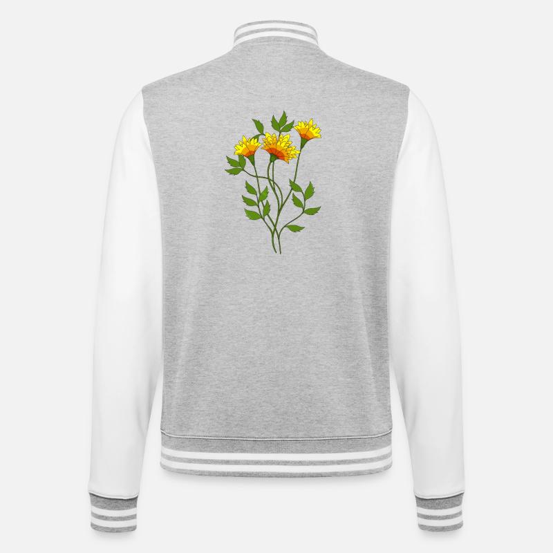 Blumen - College-Sweatjacke - Grau meliert/Weiß