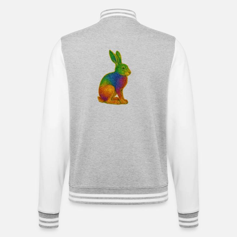 Rainbow bunny with glitter effect - College Sweat Jacket - heather grey/white