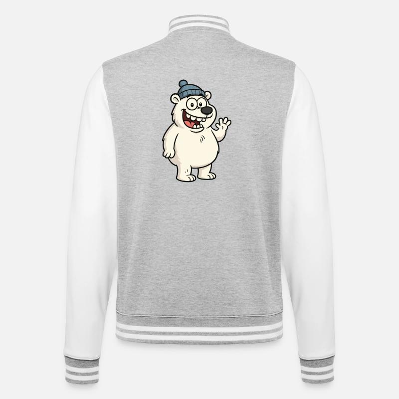Ours mignon avec un chapeau - Veste Teddy - gris chiné / blanc