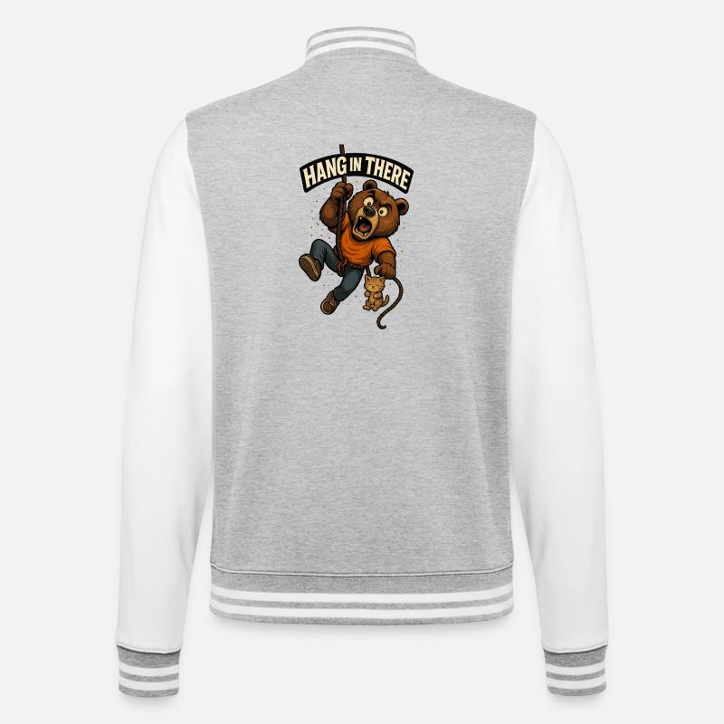 Halten Sie durch Bärenabenteuer - College-Sweatjacke - Grau meliert/Weiß