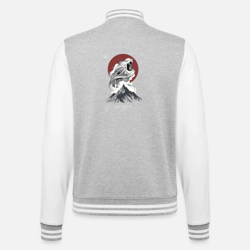 Wave Over Mountain Peak Circle - College Sweat Jacket - heather grey/white