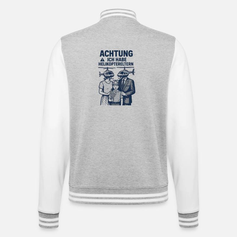 Helikoptereltern - College-Sweatjacke - Grau meliert/Weiß