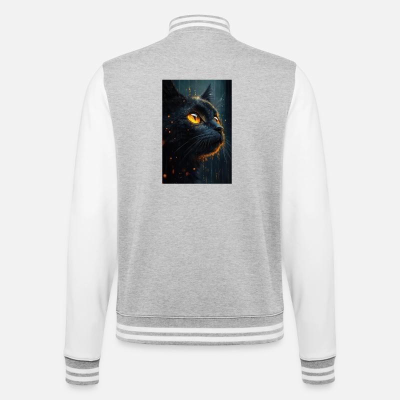 Illustration einer Katze - College-Sweatjacke - Grau meliert/Weiß